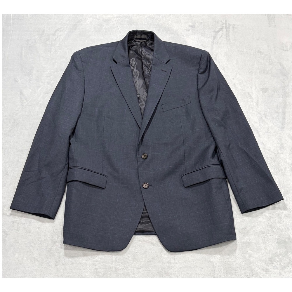 Lauren Ralph Lauren Mens Blazer 44 R Blue Glen Plaid 100% Wool Two Button Jacket
